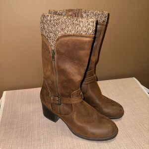 Baretraps Size 10 Weslin Style Zipper Boots Knit Cuff Womens Riding Moto EUC